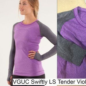 VGUC Tender Violet/Black Lululemon Swiftly LS 6